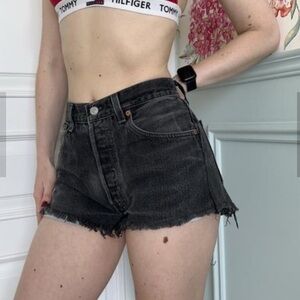 Vintage levis 512 red tab High rise frayed jean short 7 jr